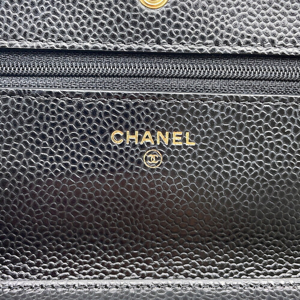 Chanel Chain Wallet Classic Matelassé Coco Mark Caviar Skin AP0250 CHANEL Bla... - Picture 14 of 16